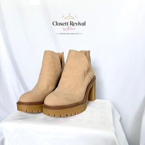 DV by Dolce Vita Tan Suede Platform Ankle Booties Size 7